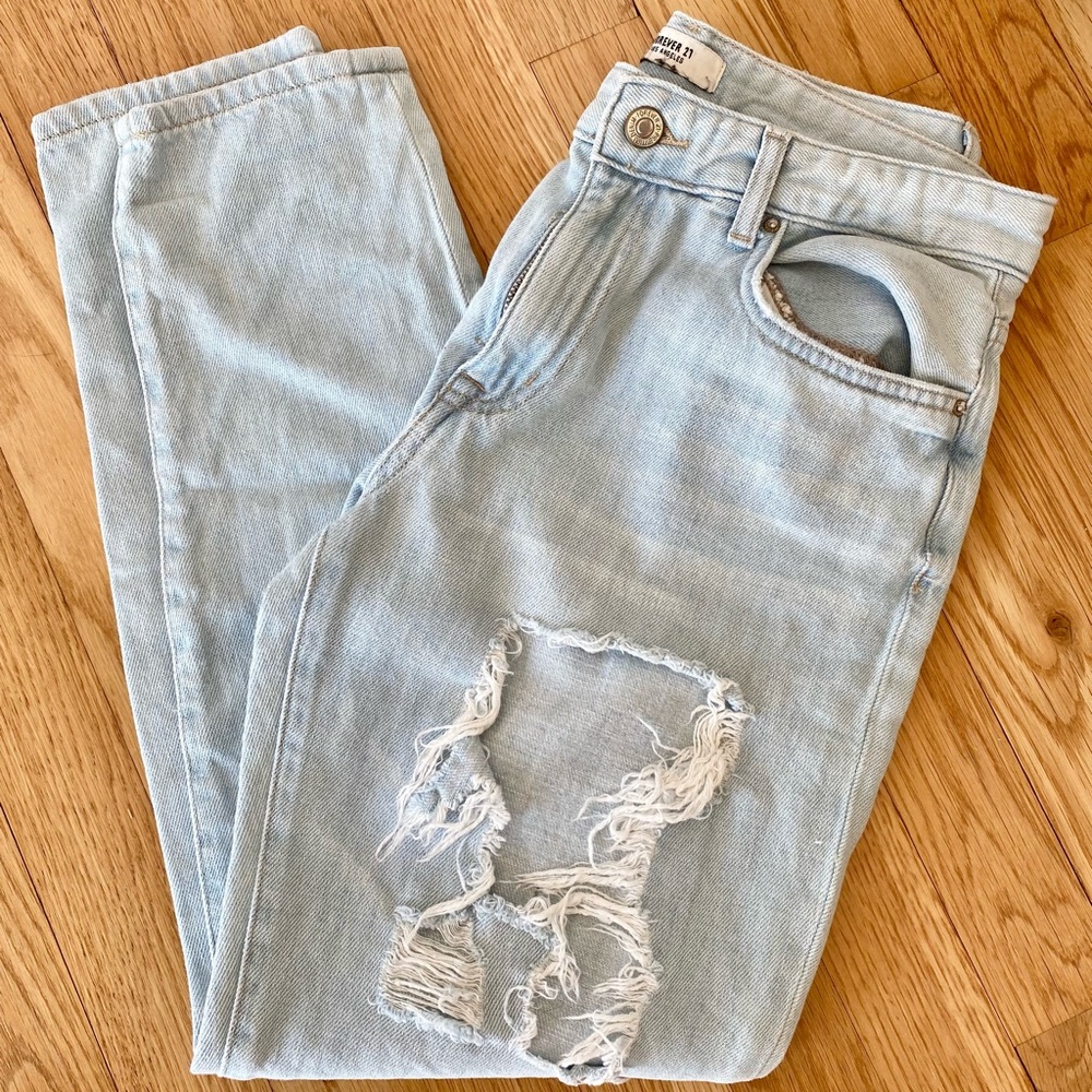 Forever 21 Faded Ripped Jeans
